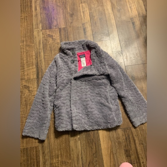 Girl’s Patagonia pelagic Sherpa fuzzy coat jacket spring casual Cozy $100 boho - Picture 3 of 4